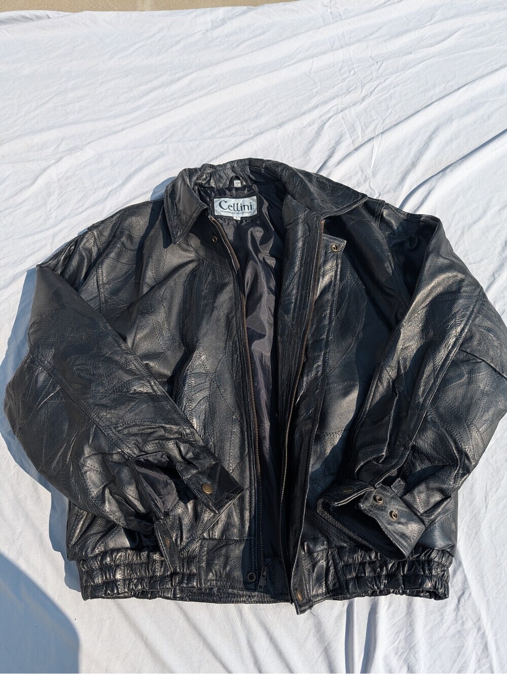 Vintage 80s Cellini Genuine Leather Bomber Jacket